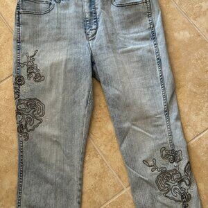 White House Black Market Embroidered Ankle Jeans Size 10